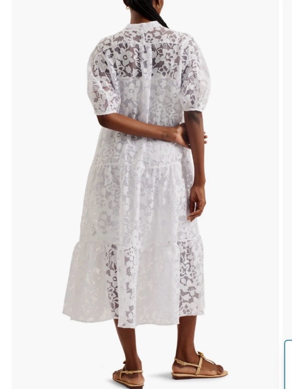 Ted Baker Claarey Floral Motif Tiered Midi Dress Oversized Excellent Condition 0 - Picture 2 of 6